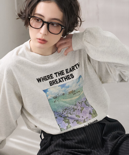 FREAK'S STORE(フリークスストア)の「ヴィンテージライクロンT/プリントロンT(Tシャツ/カットソー・レディース・ライトグレー/チャコール/オフホワイト・フリ-)」の7枚目の写真