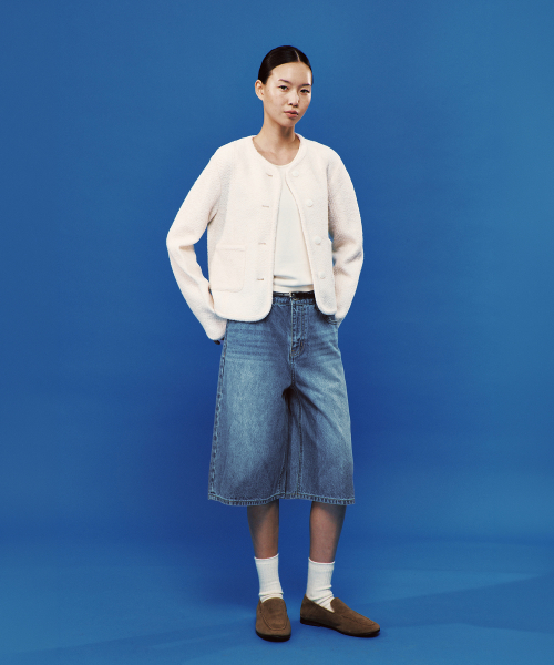 PLAC WOMEN（プレイス・ウィメン）の「ワイドバミューダデニムパンツブルー（デニムパンツ・レディース・ブルー・SMALL/MEDIUM/LARGE）」の5枚目の写真