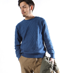 FREAK'S STORE | インディゴケーブルニットプルオーバー      (ニット/セーター)