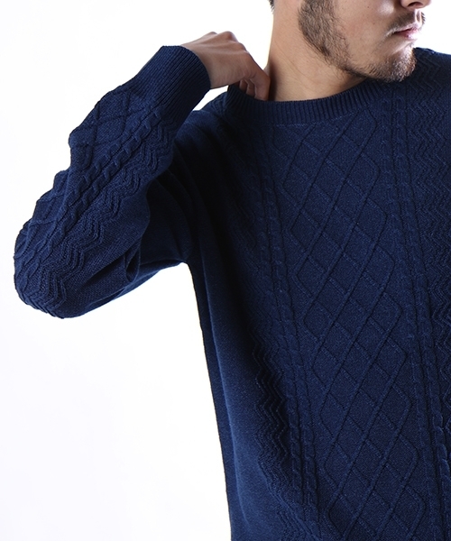 FREAK'S STORE（フリークスストア）の「インディゴケーブルニットプルオーバー（ニット/セーター・メンズ・ネイビー/ブルー・MEDIUM/LARGE）」の6枚目の写真
