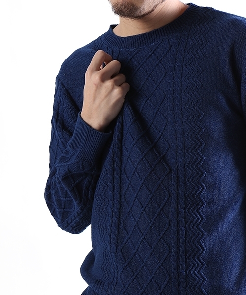 FREAK'S STORE（フリークスストア）の「インディゴケーブルニットプルオーバー（ニット/セーター・メンズ・ネイビー/ブルー・MEDIUM/LARGE）」の7枚目の写真