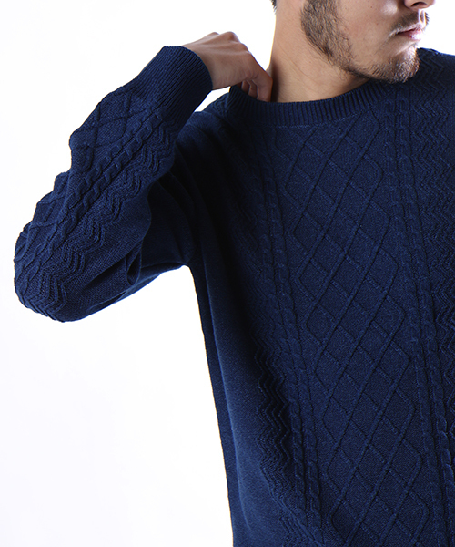 FREAK'S STORE（フリークスストア）の「インディゴケーブルニットプルオーバー（ニット/セーター・メンズ・ネイビー/ブルー・MEDIUM/LARGE）」の17枚目の写真