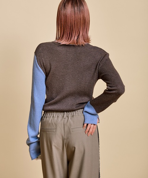LHELBIE(レルビエ)の「バイカラー2WAYヘイリーネックニット(ニット/セーター・レディース・ブラック/ブラウン/オフホワイト・M)」の13枚目の写真