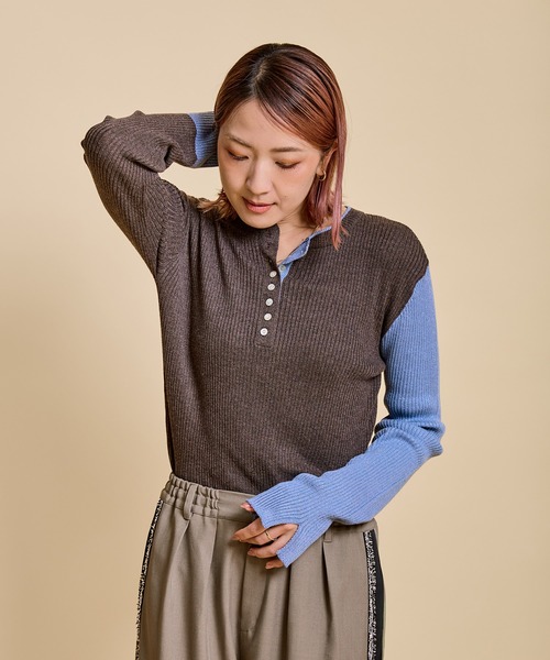 LHELBIE(レルビエ)の「バイカラー2WAYヘイリーネックニット(ニット/セーター・レディース・ブラック/ブラウン/オフホワイト・M)」の12枚目の写真