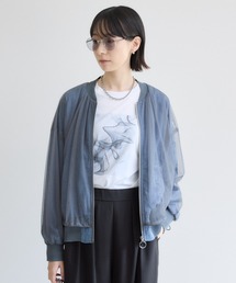 33℃ テンセルデニムチュールレイヤード ドロストブルゾン
