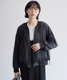 33℃ テンセルデニムチュールレイヤード ドロストブルゾン