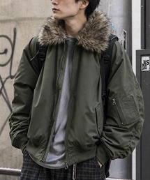 JOHN'S CLOSET（ジョンズクローゼット）の「【a】ファイバーダウン 脱着襟ファー付き ミリタリーフライトジャケット  軽量中綿 ファー脱着仕様（ミリタリージャケット）」