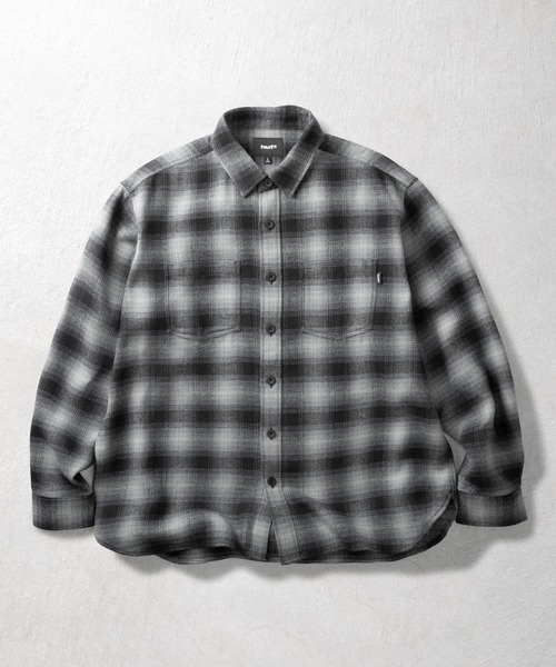 HUF(ハフ)の「GEARY FLANNEL LS SHIRT(シャツ/ブラウス・メンズ・ブラック/グリーン・S/L/M/XL)」の1枚目の写真