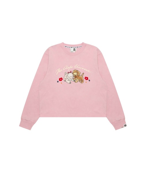 AAPE BY A BATHING APE(エーエイプバイアベイシングエイプ)の「AAPE MAIN LONG SLEEVE TEE(Tシャツ/カットソー・レディース・ブラック/ライトピンク・X-SMALL/XX-SMALL)」の1枚目の写真