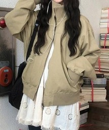 スタンドカラーリラックスジャケット