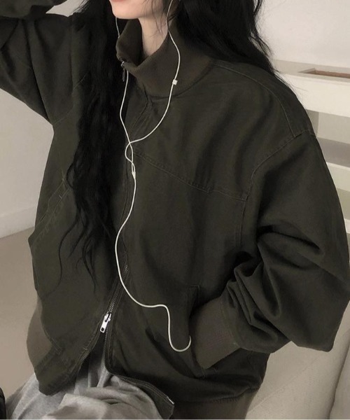FLINEA（フリネア）の「スタンドカラーリラックスジャケット（スタジャン・レディース・モカ/カーキ・FREE）」の14枚目の写真