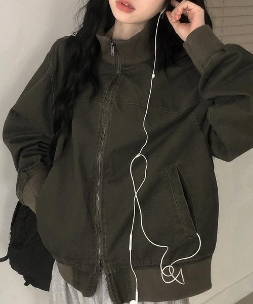 FLINEA（フリネア）の「スタンドカラーリラックスジャケット（スタジャン・レディース・モカ/カーキ・FREE）」の18枚目の写真