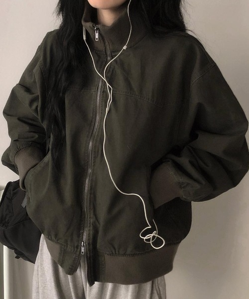 FLINEA（フリネア）の「スタンドカラーリラックスジャケット（スタジャン・レディース・モカ/カーキ・FREE）」の17枚目の写真