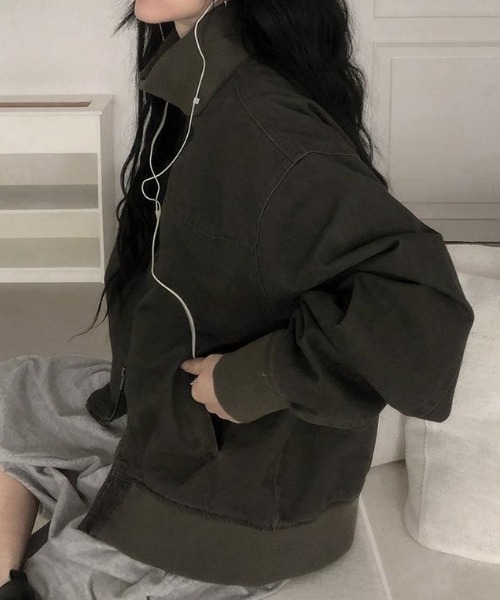 FLINEA（フリネア）の「スタンドカラーリラックスジャケット（スタジャン・レディース・モカ/カーキ・FREE）」の20枚目の写真