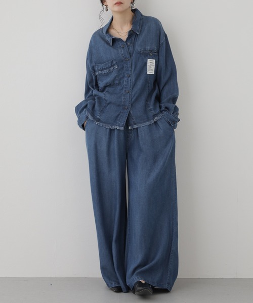 EGLANTINE(エグランティーヌ)の「EGLANTINE セルロースダンガリーパンツ(デニムパンツ・レディース・ブルー/インディゴブルー・38)」の6枚目の写真