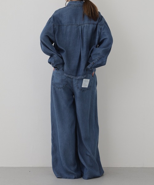 EGLANTINE(エグランティーヌ)の「EGLANTINE セルロースダンガリーパンツ(デニムパンツ・レディース・ブルー/インディゴブルー・38)」の8枚目の写真