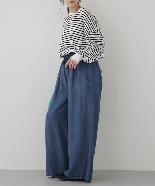EGLANTINE(エグランティーヌ)の「EGLANTINE セルロースダンガリーパンツ(デニムパンツ・レディース・ブルー/インディゴブルー・38)」の4枚目の写真
