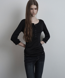 Henley Neck 3/4 Sleeve (black)