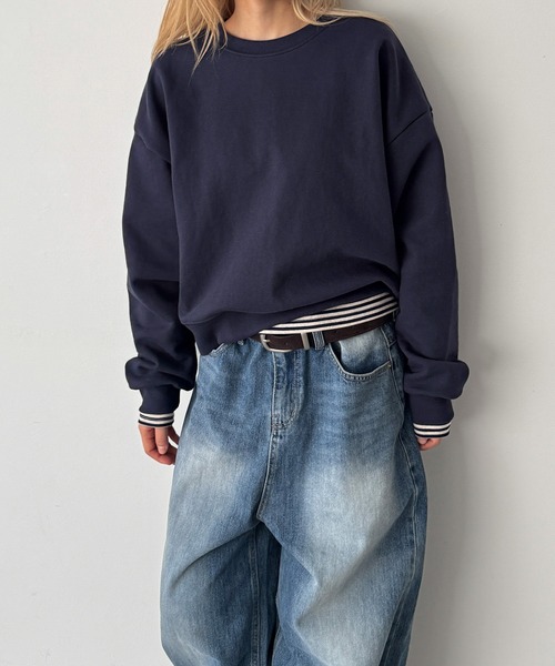 CANAL JEAN(キャナルジーン)の「El mar ベーシックトレーナー 裏毛(スウェット・レディース・オートミール/ネイビー/グレー・ONE SIZE)」の12枚目の写真