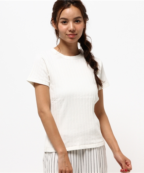 earth music&ecology(アースミュージックアンドエコロジー)の「ワイドリブ半袖プルオーバー(Tシャツ/カットソー・レディース・ネイビー/オフホワイト/ブラック/カーキ・MEDIUM/SMALL)」の10枚目の写真