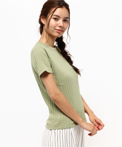 earth music&ecology(アースミュージックアンドエコロジー)の「ワイドリブ半袖プルオーバー(Tシャツ/カットソー・レディース・ネイビー/オフホワイト/ブラック/カーキ・MEDIUM/SMALL)」の12枚目の写真