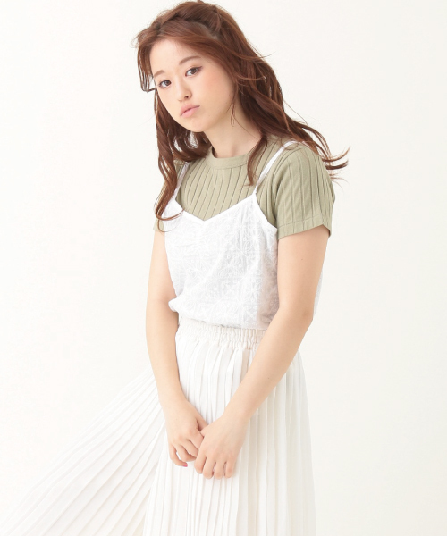 earth music&ecology(アースミュージックアンドエコロジー)の「ワイドリブ半袖プルオーバー(Tシャツ/カットソー・レディース・ネイビー/オフホワイト/ブラック/カーキ・MEDIUM/SMALL)」の7枚目の写真