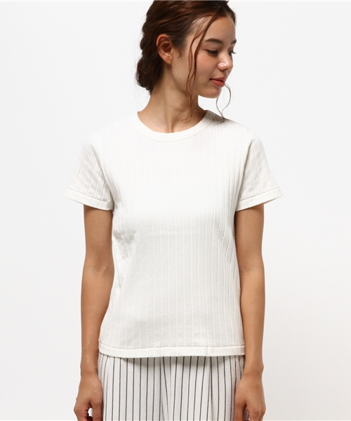 earth music&ecology(アースミュージックアンドエコロジー)の「ワイドリブ半袖プルオーバー(Tシャツ/カットソー・レディース・ネイビー/オフホワイト/ブラック/カーキ・MEDIUM/SMALL)」の14枚目の写真