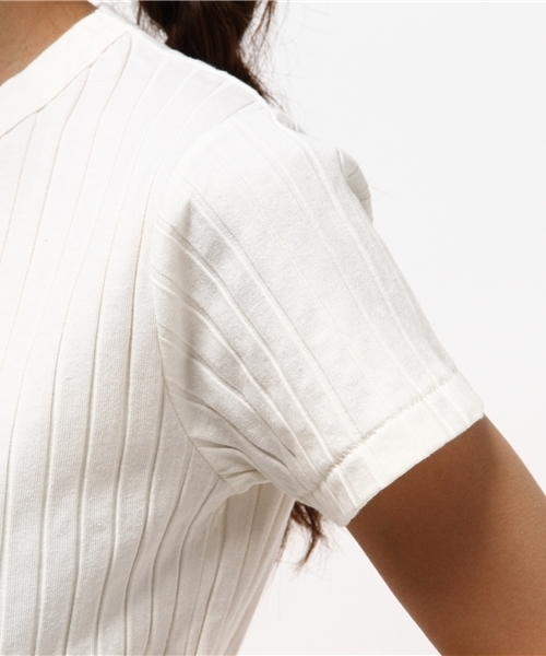 earth music&ecology(アースミュージックアンドエコロジー)の「ワイドリブ半袖プルオーバー(Tシャツ/カットソー・レディース・ネイビー/オフホワイト/ブラック/カーキ・MEDIUM/SMALL)」の8枚目の写真