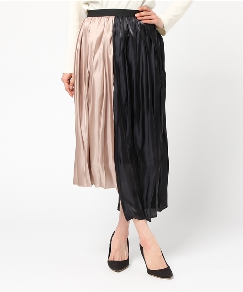 PEGGY LANA(ペギーラナ)の「グロッシーサテンプリーツSK(スカート・レディース・ベージュ・FREE)」の1枚目の写真