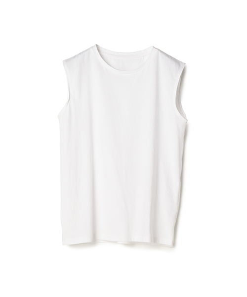 ESTNATION(エストネーション)の「ESTNATION ハイゲージジャージーノースリーブカットソー(Tシャツ/カットソー・レディース・ホワイト/ピンク/ブラック・38)」の2枚目の写真