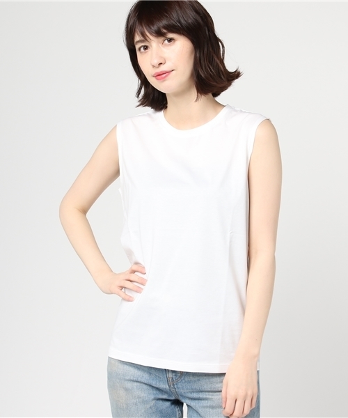 ESTNATION(エストネーション)の「ESTNATION ハイゲージジャージーノースリーブカットソー(Tシャツ/カットソー・レディース・ホワイト/ピンク/ブラック・38)」の22枚目の写真