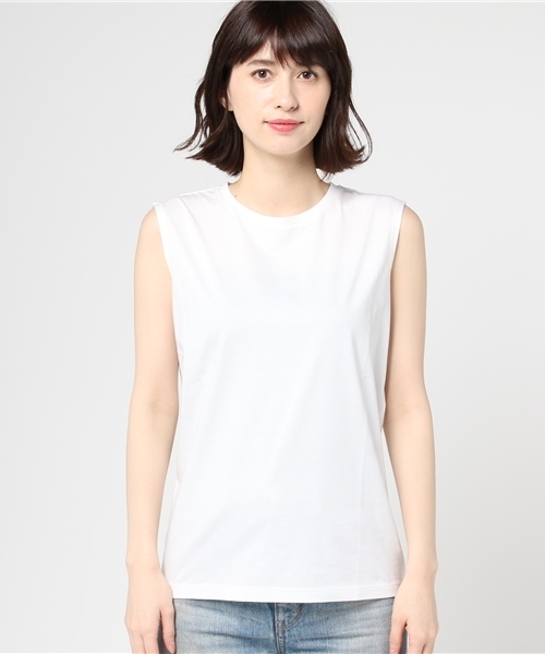 ESTNATION(エストネーション)の「ESTNATION ハイゲージジャージーノースリーブカットソー(Tシャツ/カットソー・レディース・ホワイト/ピンク/ブラック・38)」の15枚目の写真