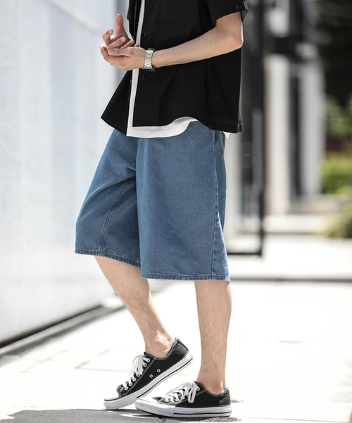 WEGO（ウィゴー）の「WEGO/デニムバギーショーツ（デニムパンツ・メンズ・ライトインディゴブルー/インディゴブルー・LARGE/MEDIUM）」の19枚目の写真