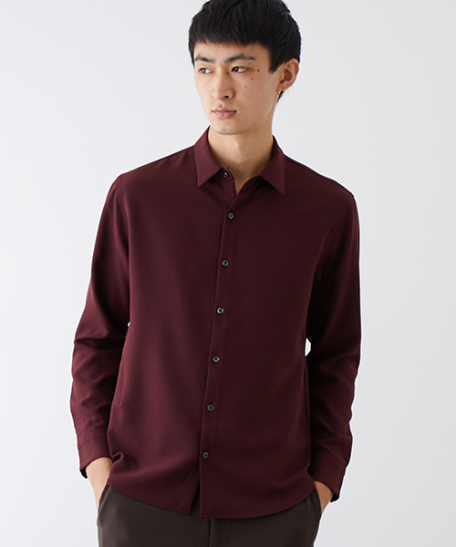 NUMBER (N)INE(ナンバーナイン)の「【NUMBER (N)INE】≪STUDIOUS限定≫別注ウールライクリラクションストレッチシャツ(シャツ/ブラウス・メンズ・ネイビー/ワインレッド/ダークオレンジ・1/2/3)」の3枚目の写真