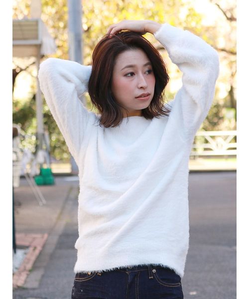 Ungrid（アングリッド）の「フェザーヤーンニット（ニット/セーター・レディース・オフホワイト/ピンク/グリーン/モカ・FREE）」の6枚目の写真