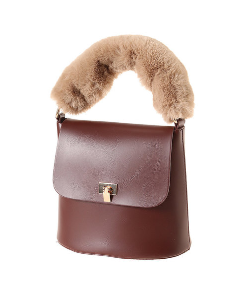 Edit Sheen（エディットシーン）の「ファーハンドルミニバッグ（ハンドバッグ・レディース・ボルドー/カーキ/ベージュ/キャメル/ブラック・FREE）」の6枚目の写真