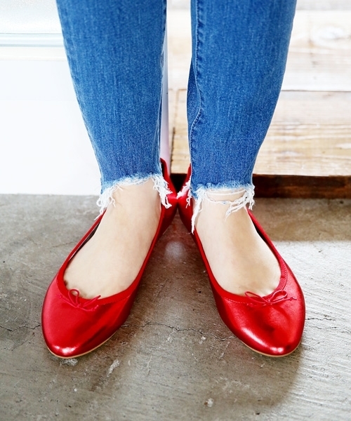 LOWRYS FARM（ローリーズファーム）の「ラウンドトゥバレエシューズ　780322（バレエシューズ・レディース・オフホワイト/ブラック/レッド/ピンク/レッド系その他・LARGE/MEDIUM）」の4枚目の写真