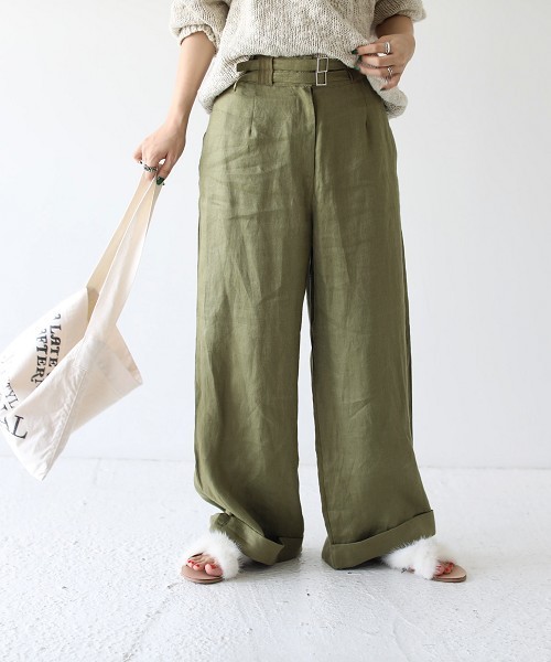 TODAYFUL（トゥデイフル）の「ベルトワイドパンツ（その他パンツ・レディース・カーキ/ネイビー・38inch/36inch）」の9枚目の写真