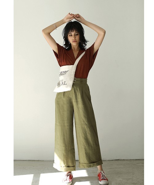 TODAYFUL（トゥデイフル）の「ベルトワイドパンツ（その他パンツ・レディース・カーキ/ネイビー・38inch/36inch）」の18枚目の写真