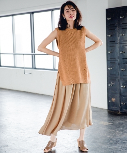 A part by（アパートバイ）の「Pギャザーマキシスカート 801525（スカート・レディース・ベージュ/ボルドー・FREE）」の3枚目の写真