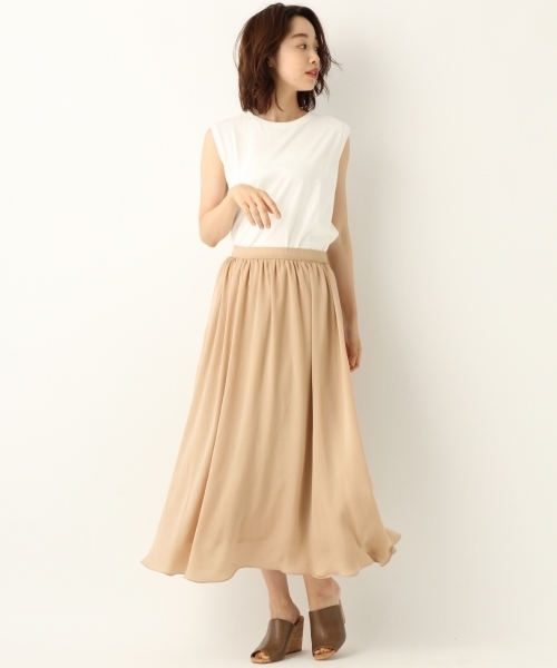 A part by（アパートバイ）の「Pギャザーマキシスカート 801525（スカート・レディース・ベージュ/ボルドー・FREE）」の5枚目の写真