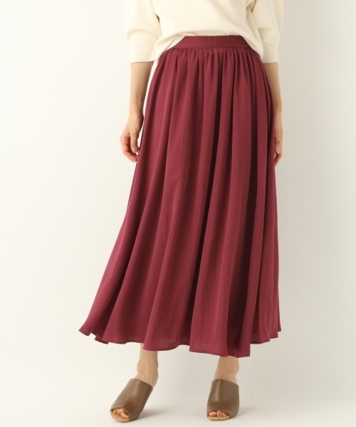 A part by（アパートバイ）の「Pギャザーマキシスカート 801525（スカート・レディース・ベージュ/ボルドー・FREE）」の8枚目の写真