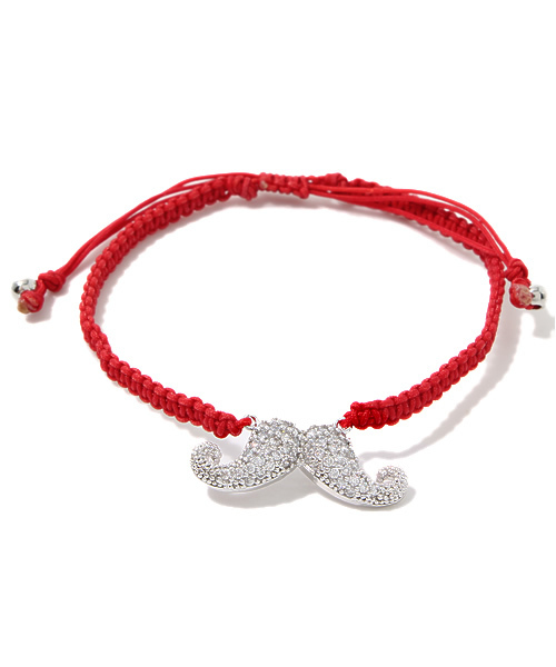RANDOM(ランダム)の「【 RANDOM / ランダム 】 MUSTACHE CUBIC ZIRCONIA CORD BRACELET / キュービック ジルコニア ブレスレット(ブレスレット・メンズ・ネイビー/レッド/グレー/ブラック/ゴールド・FREE)」の11枚目の写真