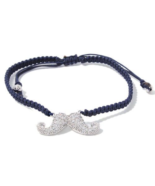 RANDOM(ランダム)の「【 RANDOM / ランダム 】 MUSTACHE CUBIC ZIRCONIA CORD BRACELET / キュービック ジルコニア ブレスレット(ブレスレット・メンズ・ネイビー/レッド/グレー/ブラック/ゴールド・FREE)」の12枚目の写真