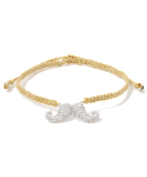 RANDOM(ランダム)の「【 RANDOM / ランダム 】 MUSTACHE CUBIC ZIRCONIA CORD BRACELET / キュービック ジルコニア ブレスレット(ブレスレット・メンズ・ネイビー/レッド/グレー/ブラック/ゴールド・FREE)」の5枚目の写真