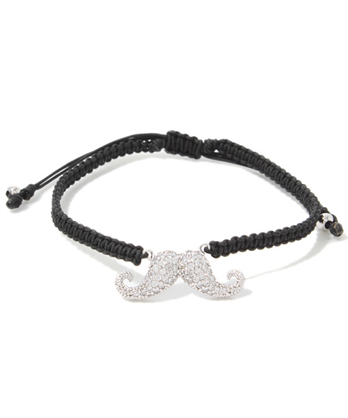 RANDOM(ランダム)の「【 RANDOM / ランダム 】 MUSTACHE CUBIC ZIRCONIA CORD BRACELET / キュービック ジルコニア ブレスレット(ブレスレット・メンズ・ネイビー/レッド/グレー/ブラック/ゴールド・FREE)」の2枚目の写真