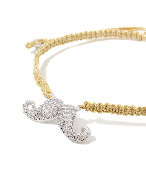 RANDOM(ランダム)の「【 RANDOM / ランダム 】 MUSTACHE CUBIC ZIRCONIA CORD BRACELET / キュービック ジルコニア ブレスレット(ブレスレット・メンズ・ネイビー/レッド/グレー/ブラック/ゴールド・FREE)」の7枚目の写真