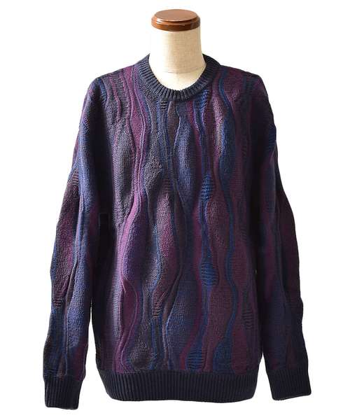 MinoriTY（マイノリティ）の「クージー柄ミックスオーバーサイズクルーニット レトロ柄ビッグニット（ニット/セーター・メンズ・ブラック/ワイン/ネイビー・M/L）」の6枚目の写真