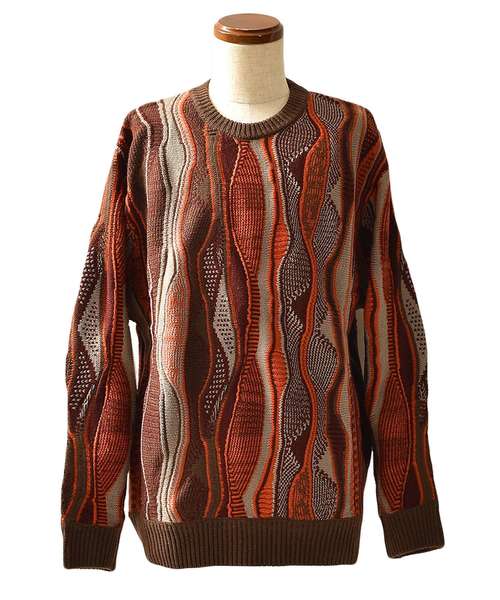 MinoriTY（マイノリティ）の「クージー柄ミックスオーバーサイズクルーニット レトロ柄ビッグニット（ニット/セーター・メンズ・ブラック/ワイン/ネイビー・M/L）」の11枚目の写真