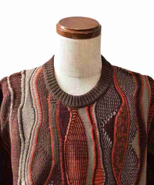 MinoriTY（マイノリティ）の「クージー柄ミックスオーバーサイズクルーニット レトロ柄ビッグニット（ニット/セーター・メンズ・ブラック/ワイン/ネイビー・M/L）」の10枚目の写真